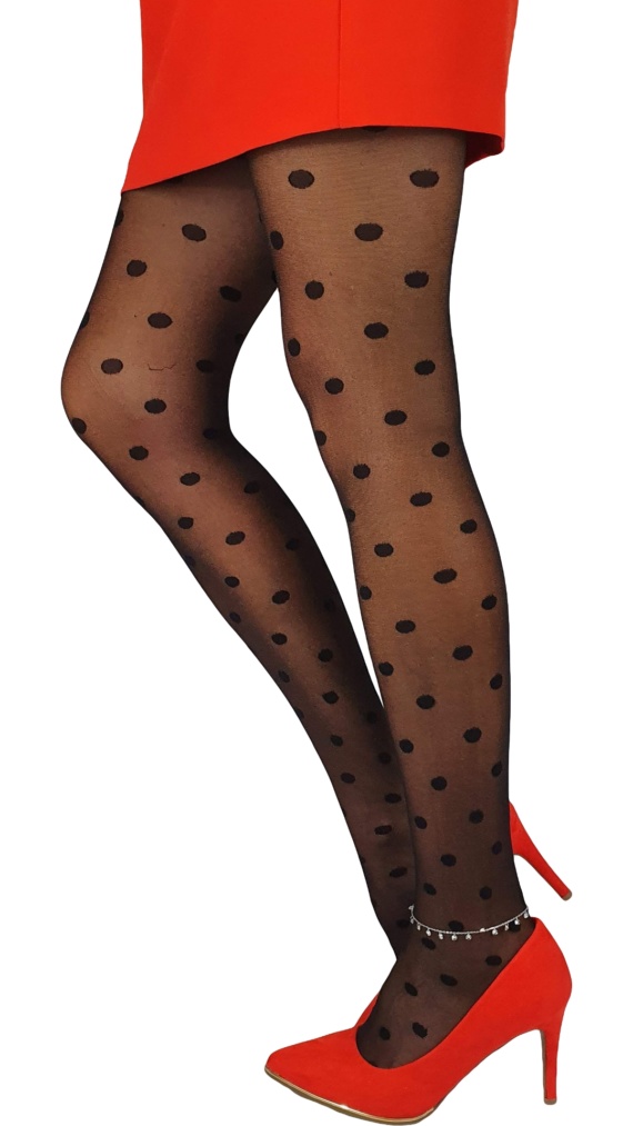 Collants Chair Couture Trait Pois Noir – Rétro Pinup, Tailles 34 à 46, Pamela Mann, Neuf Avec étiquettes